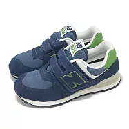 New Balance NB 休閒鞋 574 寬楦 中童 小朋友 藍 綠 麂皮 魔鬼氈 NB 運動鞋 PV574QBL-W 19cm NAVY/GREEN