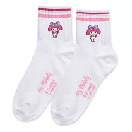 【ONEDER 旺達棉品】三麗鷗美樂蒂中筒襪 My Melody長襪 台灣製棉襪女襪- 趣味條紋-MM-A305