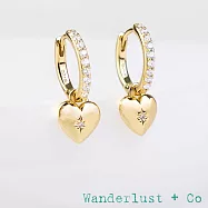Wanderlust+Co 澳洲品牌 愛心吊飾小圓耳環|14K金+鋯石|甜美2用設計 Heart Gold