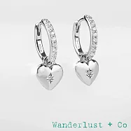 Wanderlust+Co 澳洲品牌 愛心吊飾小圓耳環|14K鉑銀+鋯石|甜美2用設計 Heart Silver