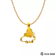JoveGold漾金飾 愛之蝶黃金墜子 送玫瑰鋼項鍊