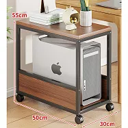 主機架 臺式電腦落地主機托架 加高護欄 360°萬向輪 可移動機箱 收納架 置物架 層架 辦公架 儲物架 層架 黑架柚木色大號