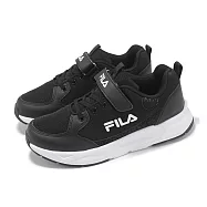 Fila 休閒鞋 J820Z 中大童鞋 女鞋 黑 白 運動鞋 魔鬼氈 斐樂 3J820Z001 19cm BLACK/WHITE