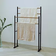 【H&R 安室家】日系木紋設計款毛巾掛架 浴巾架 BS236(落地式置物架/毛巾架)