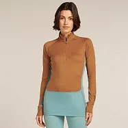 【紐西蘭icebreaker】女 ZoneKnit&trade; 網眼透氣半開襟長袖上衣-200 S 水藍/土棕