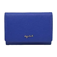 agnes b.金屬LOGO防刮皮革名片夾- 寶藍