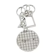agnes b.幾何圓牌鑰匙圈- 銀