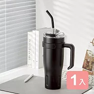 《真心良品》樂司不鏽鋼雙飲手把隨行杯(1200ml)-1入 霧黑色