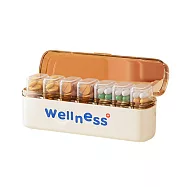 【iSFun】透視可愛 一周七格雙重卡扣長條藥盒/奶油白 奶油白