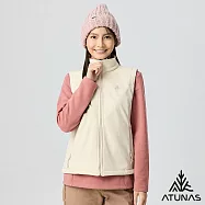 【ATUNAS 歐都納】女款SOFTSHELL刷毛防風防潑水保暖背心式外套/大尺碼A6VE2502W- S 燕麥色