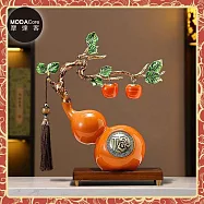 摩達客◉開運招財◉精緻創意藝術橙色事事如意福祿葫蘆聚財設計陶瓷風水擺飾 辦公室事業 客廳玄關 春節禮品工藝