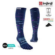 injinji SNOW THERMOLITE保暖五趾高筒襪 S 暮藍