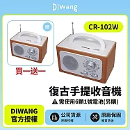 (買一送一) DIWANG 復古手提收音機-白色 CR-102W