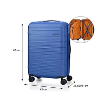 American Tourister - 美國旅行者 NOVASTREAM 極輕量PC材質 雙層防盜拉鍊可擴充24吋行李箱旅行箱 海軍藍