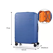 American Tourister - 美國旅行者 NOVASTREAM 極輕量PC材質 雙層防盜拉鍊可擴充28吋行李箱旅行箱 海軍藍