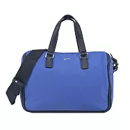 agnes b.金屬LOGO皮革飾邊兩用包- 藍