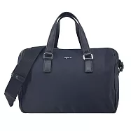 agnes b.金屬LOGO皮革飾邊兩用包- 黑