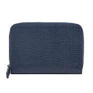 agnes b.仿樹壓紋ㄇ型零錢夾- 深藍