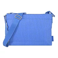 agnes b.LOGO印花PVC扁斜背包- 藍