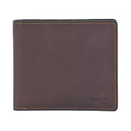 agnes b.LOGO壓印對開短夾- 咖