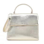 agnes b.燙字仿樹紋手提斜背包-小 金