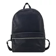 agnes b.壓印LOGO荔枝紋皮革男仕後背包- 黑