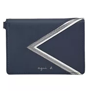 agnes b.燙銀logo三角幾何證件夾- 藍