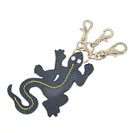 agnes b.蜥蜴水鑽皮革鑰匙圈- 黑