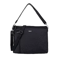 agnes b. 皮革LOGO圓點尼龍斜背包-大 黑