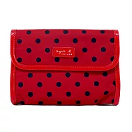 agnes b. 水玉尼龍翻蓋化妝包- 紅/黑點