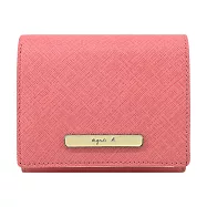 agnes b.長鐵牌雙色防刮短夾- 柚粉