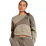 Under Armour 女 Essential Fleece 短版長袖套頭衫-1382721-200 L 卡其色