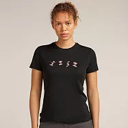 【紐西蘭Icebreaker】女 Tech Lite 圓領短袖上衣 (滑雪日記)-150 XS 黑色