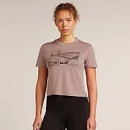 【紐西蘭Icebreaker】女 Tech Lite 圓領短袖上衣(短版)-(攀登之路)-150 M 藕粉