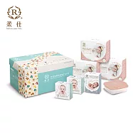 Roaze 柔仕 新款特級棉柔新生兒賀禮 / 乾濕兩用布巾彌月禮盒 - 多款任選 矽膠盒-雪櫻粉