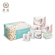 Roaze 柔仕 新款特級棉柔新生兒賀禮 / 乾濕兩用布巾彌月禮盒 - 多款任選 無 矽膠盒-新芽綠