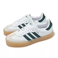 adidas 休閒鞋 Sambae W 女鞋 白 綠 復古 膠底 德訓鞋 微厚底 三葉草 愛迪達 JQ0983 24cm WHITE/GREEN