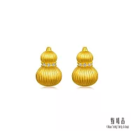 【點睛品】南瓜紋小葫蘆 鑽石黃金耳環 (一對)