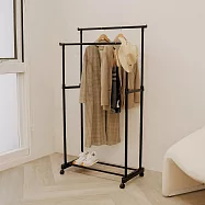 【H&R安室家】台製簡約雙桿升降曬衣架 曬衣桿 掛衣架 HG22B 黑色