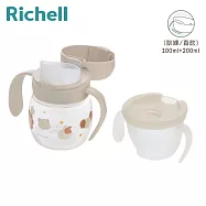日本《Richell-利其爾》T.L.I入口式直飲學習水杯組 米獅在可愛