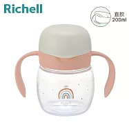 日本《Richell-利其爾》T.L.I吸管/入口式直飲水杯200ml 直飲/粉橘彩紅奇幻