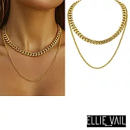 ELLIE VAIL 邁阿密防水珠寶 金色雙層項鍊 簡約繩索編織X個性小寬版項鍊 Reece Double