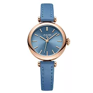 JULIUS 聚利時 平行時空 皮革文青秀氣腕錶 JA-1018/JA-1539(八色/28mm) 天空藍