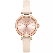 JULIUS 聚利時 平行時空 皮革文青秀氣腕錶 JA-1018/JA-1539(八色/28mm) 淺米