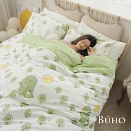 【BUHO布歐】舒柔安眠銀離子抗菌全鋪棉兩用被厚床包組-雙人加大 《樹語童夢》