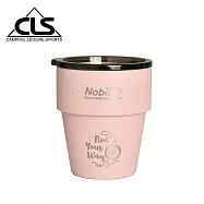 【韓國CLS】304不鏽鋼雙層杯 贈杯蓋/露營杯/套杯/野餐杯/不鏽鋼杯 (四色任選) 粉色