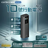 CCC標示CUKTECH 酷態科 行動電源 PB150P 10號PLUS 15000mAh 120W數據顯示螢幕 PD快充 三口輸出 Type-C雙向快充 黑色