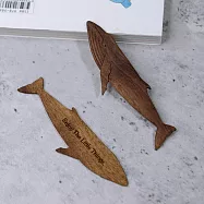 廢材小姐 書籤 手作木雕胡桃原木-藍鯨(長10.5cm)