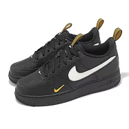 Nike 休閒鞋 Air Force 1 LV8 GS 大童 女鞋 黑 白 金 AF1 小勾 HF0095-001 23.5cm BLACK/WHITE