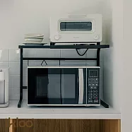 【H&R安室家】台製時尚伸縮式微波爐架 置物架 收納架 KS36A 黑色